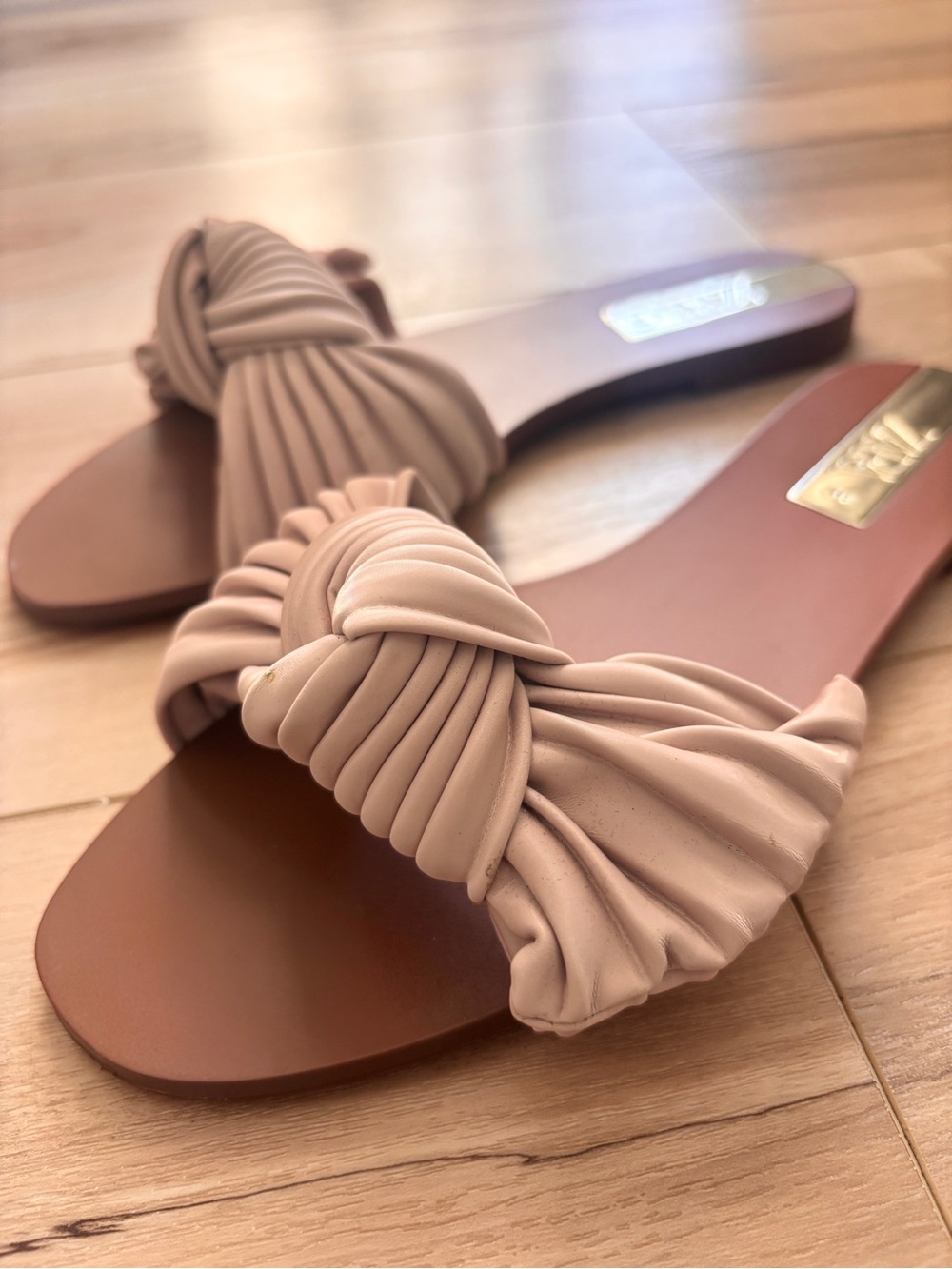 Zara Pink Gathered Slide Sandals - Picture 3 of 5